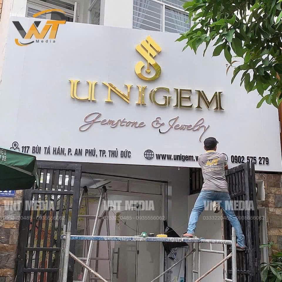 Chữ Nổi Inox Vàng UNIGEM Thủ Đức - VNT Media